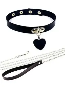 Sexy Necklace Collar Leather Bdsm Cosplay Slave Heart Collars And Leash Set For Women Bondage Gothic Choker Bell Accessories