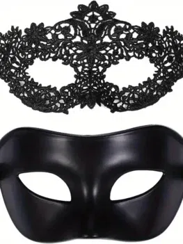 Black Masquerade Eye Masks Couple Venetian Men Women Cosplay Costume Halloween Dance Club Prom Party Headdress Half Face Masks