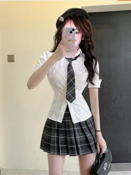 JK Uniform Suit Girls Summer Academy Performance School Uniform Gird