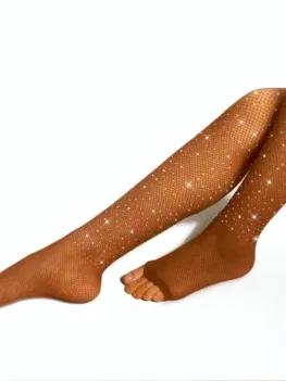 Hot Sale Rhinestone Open Toe Diamond Fishing Mesh Caramel-colored Pantnet Dance Wear Latin Stockings