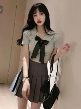 2025 japanese korean jk uniform academy style women uniform set knitted short sleeve tops+tie+high waist pleated skirt jk set