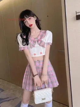 2025 hot girl jk uniform daily two-piece set japanese korean college style school costume suit blouse+high waist hip skirt set