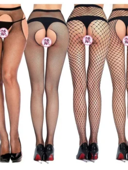 Women's Sexy Hollow Out Stocking Sexy Pantyhose Black Mesh Open Crotch Hosiery Female Long Fishnet Stockings